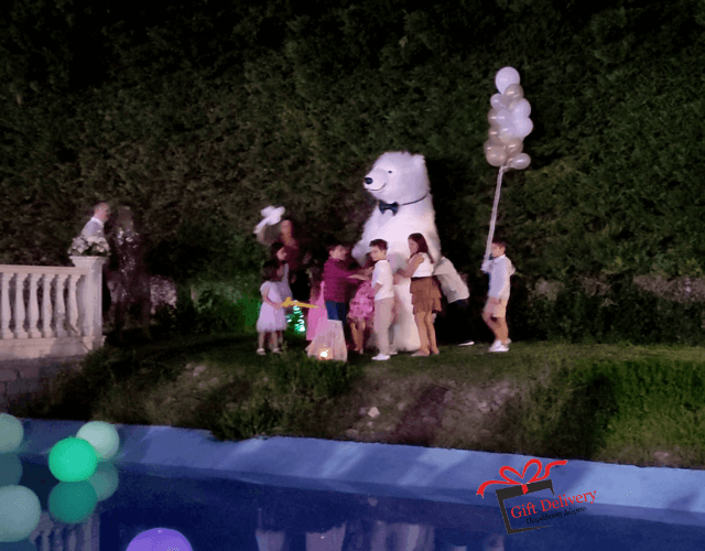 White Bear for Children's Kids Parties in Athens. Order a greeting from a polar bear in Athens. Polar bear for birthday. polar bear in Athens. Order a Polar Bear for children's kids parties. Animator White Polar Bear for a Children's kids Party in Athens. Mascotte White Polar Bear at a kids children's party. Gift Delivery.